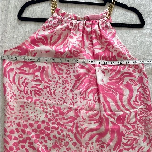 Lilly Pulitzer Riviera Pink and White Sleeveless tank with Chain neck detail - Picture 10 of 12